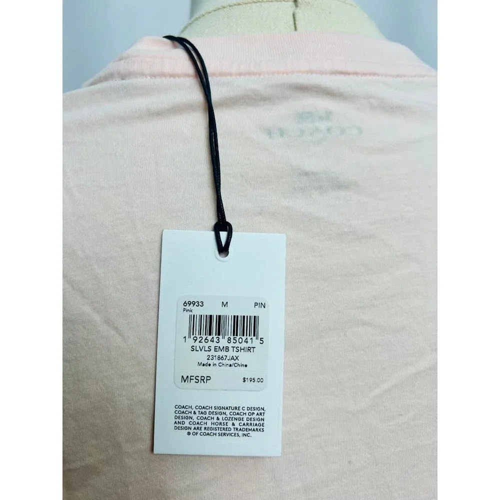 NWT! Coach Print T‎ Shirt With Embroidered Cap Sleeves